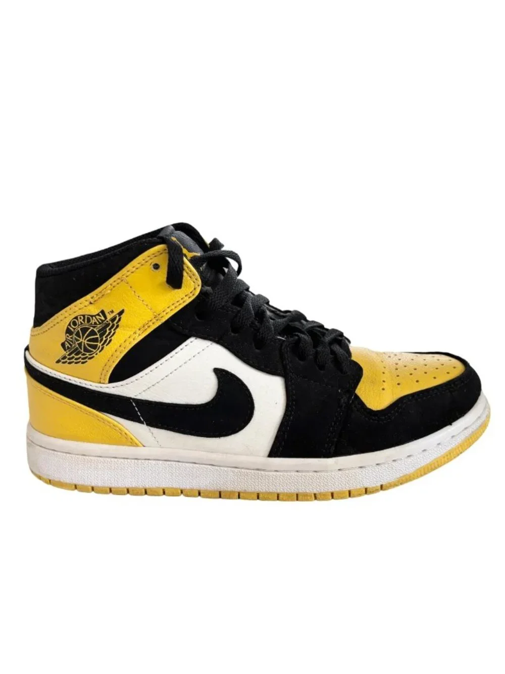 NIKE Air Jordan 1 Mid SE Yellow Toe Sneakers Retro MEN'S 7